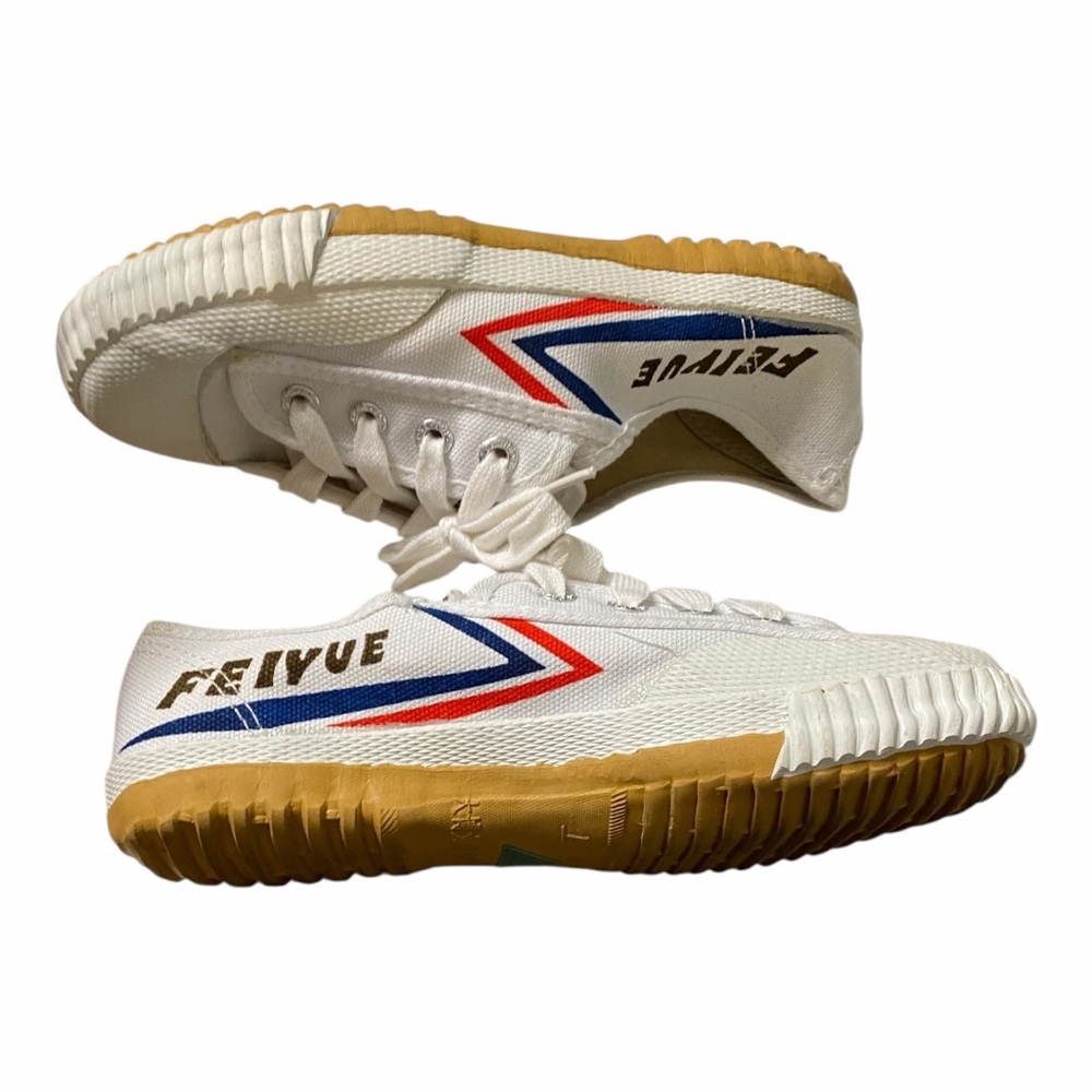 Classic White Kids Sneakers with Red and Blue Accents